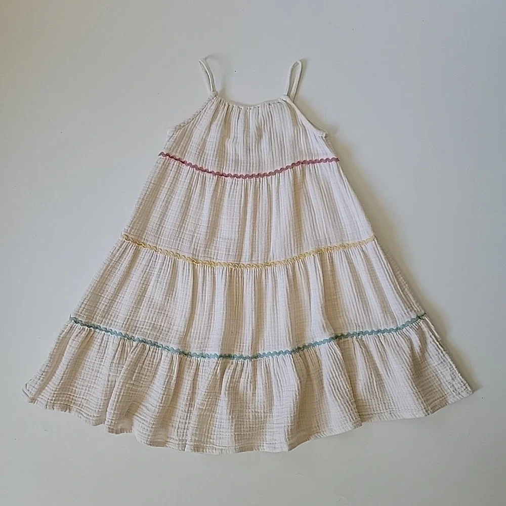 Old Navy Gauze Sundress 5T Cream A-Line Boho Casual Coastal Minimalist‎ Summer